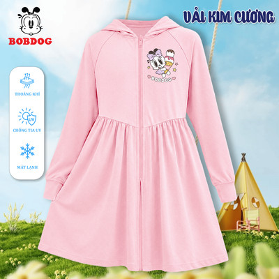 Váy chống nắng cho bé gái BOBDOG, áo chống nắng toàn thân vải kim cương, dáng dài, size 10-32kg in hình cute cho bé