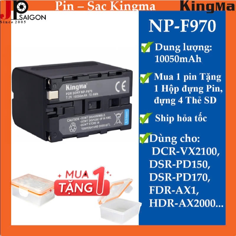 PIN MÁY ẢNH KINGMA FOR SONY NP-F970 DUNG LƯỢNG 10050MAH
