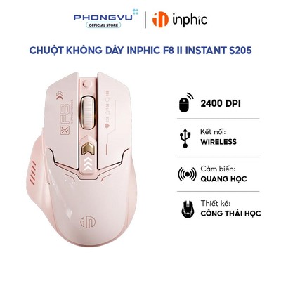 Chuột không dây Inphic F8 II Instant S205 (Hồng) - Bảo hành 12 tháng