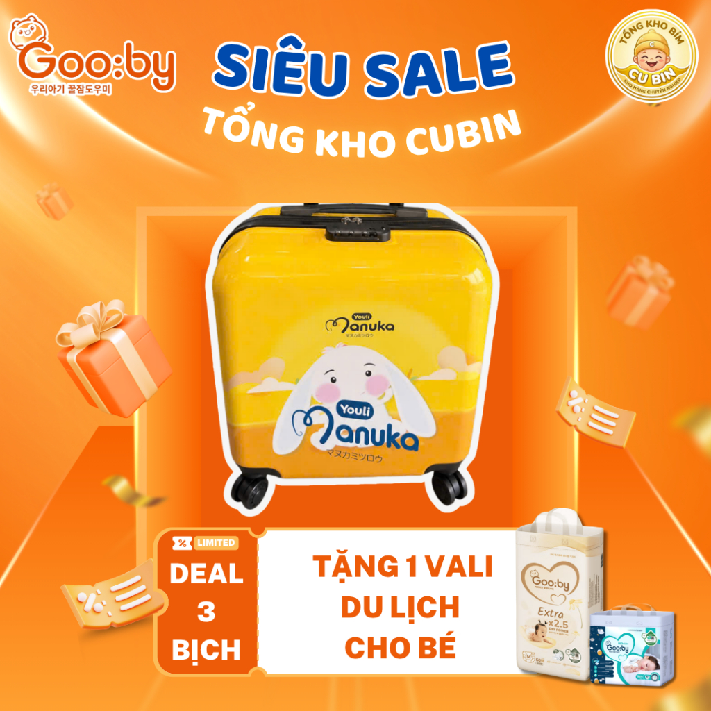(3 BỊCH TẶNG VALI MANUKA) Bỉm GOOBY NGÀY / ĐÊM đủ size cho bé từ NB-3XL