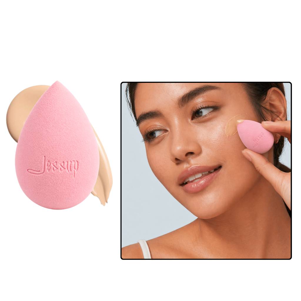 Mút trang điểm tán nền/che khuyết điểm size M Jessup Miracle Complexion J08 mềm mại đàn hồi (Pink)
