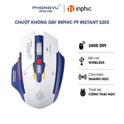 Chuột không dây Inphic F9 Instant S205 (Xanh Trắng) - Bảo hành 12 tháng
