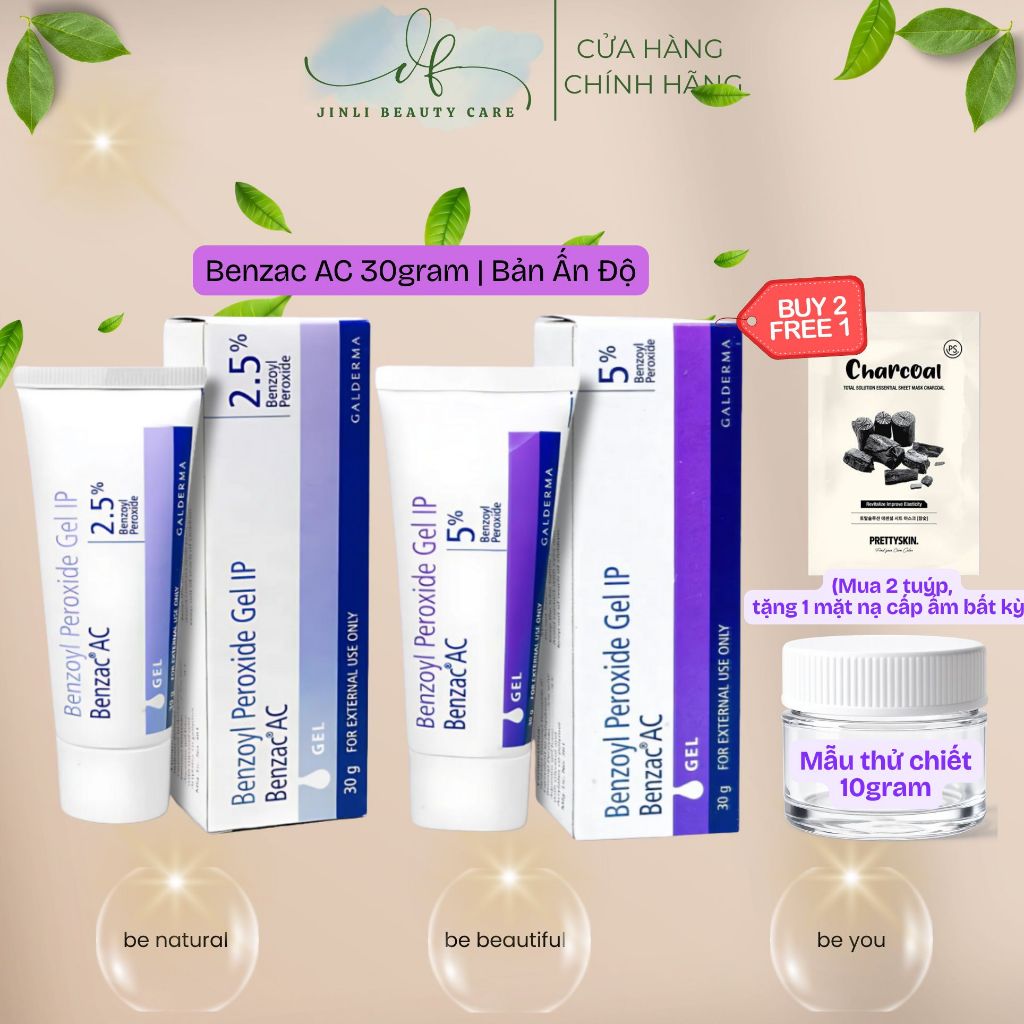 Gel bôi Galderma | Benzac AC | Benzoyl Peroxide 2.5% - 5% 30gram | Giảm mụn viêm mụn trứng cá
