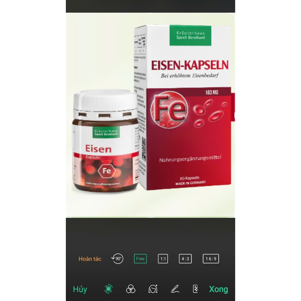 Eisen-Kapseln hỗ trợ cải thiện tình trạng thiếu máu do thiếu sắt (Lọ 60 viên)