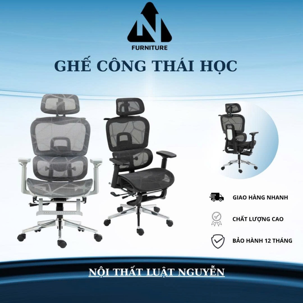 Ghế công thái học lưng lưới ,chân kim loại cao cấp mã LS900