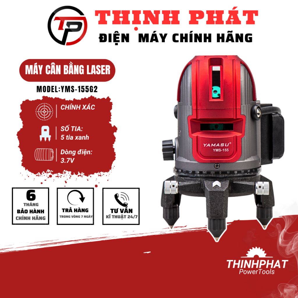 Máy Cân Bằng Laser Yamasu YMS-155G2, Máy Bắn Cos 5 Tia Xanh Bóng Led Siêu Sáng - Thịnh Phát