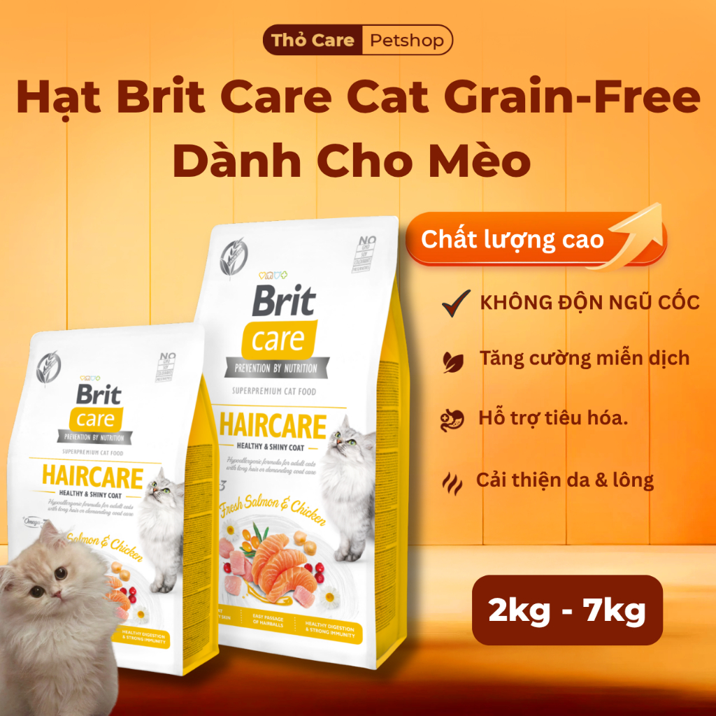 [Bao Seal 2kg - 7kg] Hạt Cho Mèo Brit Care Cat Grain-Free - Hạt Brit Care Cho Mèo Không Độn Ngũ Cốc