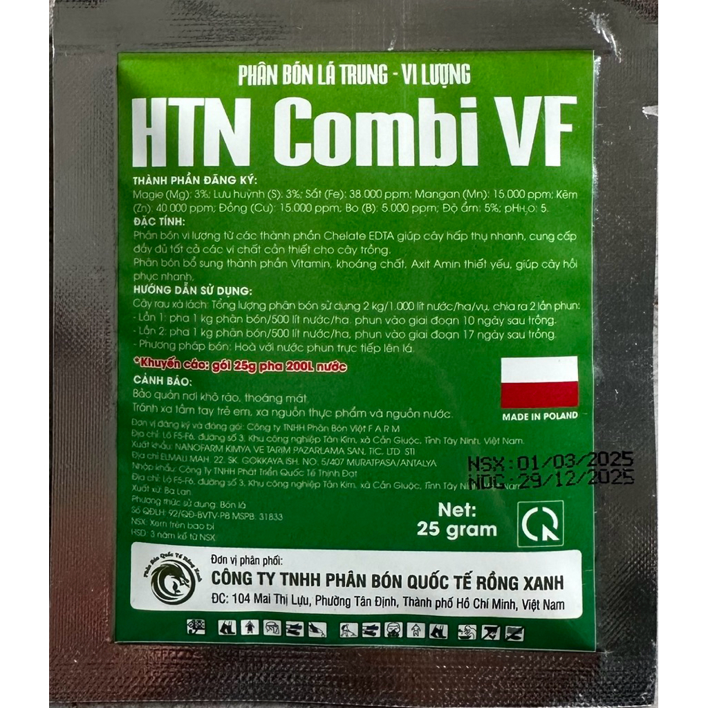 Phân bón lá trung-vi lượng Combi Poland