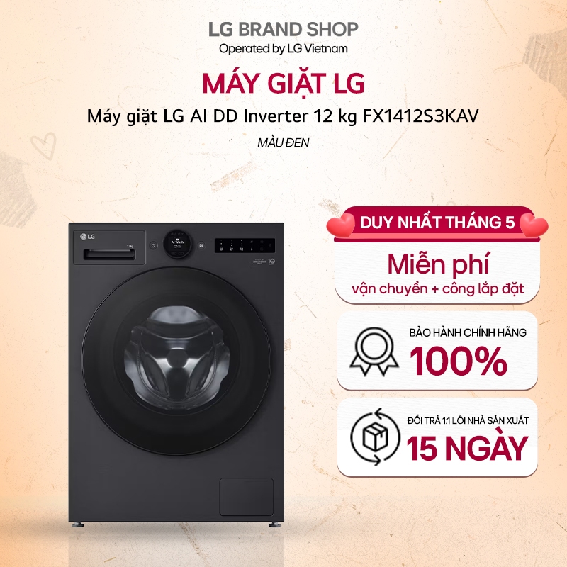 [Chỉ giao miền Nam/Bắc] FX1412S3KAV - Máy giặt lồng ngang LG AI DD Inverter 12 kg FX1412S3KAV