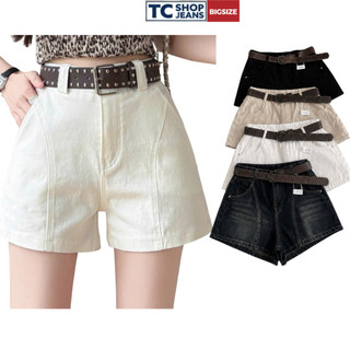 Quần short jean lưng siêu cao may line quần độc đáo TC SHOP JEANS bigsize 55-90kg chất jean mềm MS 1315