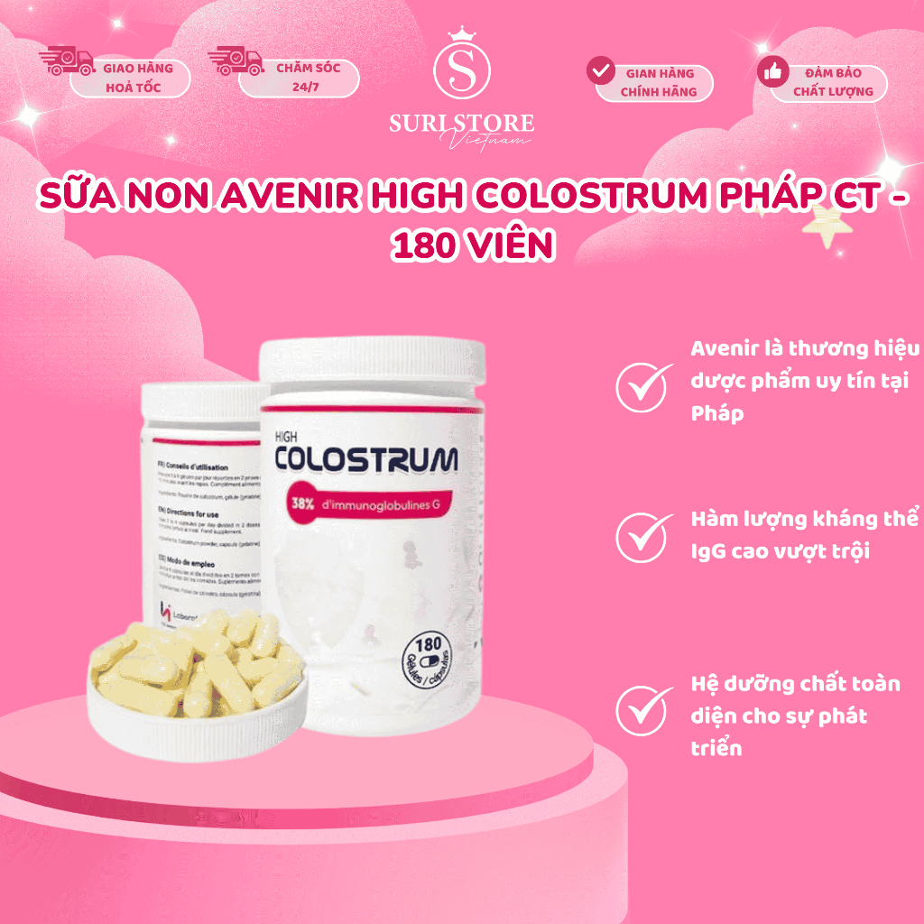 Sữa non Avenir High Colostrum Pháp - 180 viên