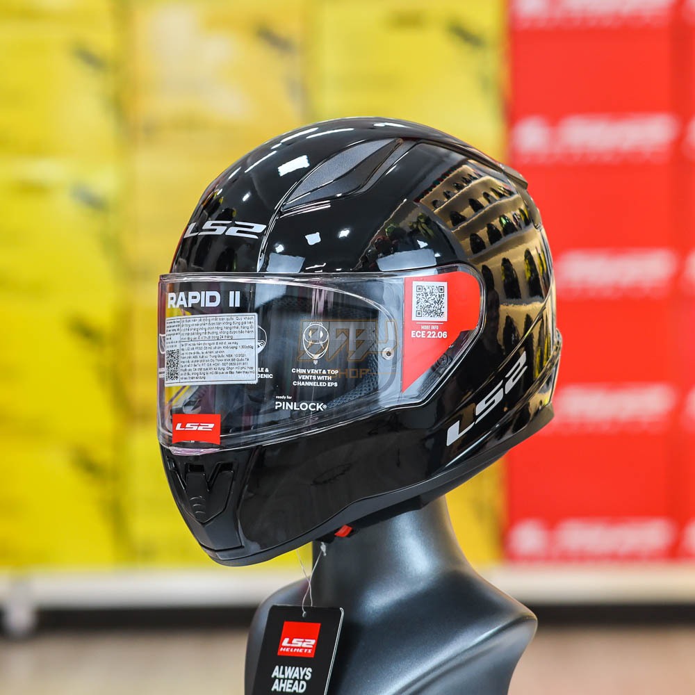 [Chính Hãng] Mũ Fullface LS2 FF353 Rapid II Đen Bóng Chuẩn ECE 2206