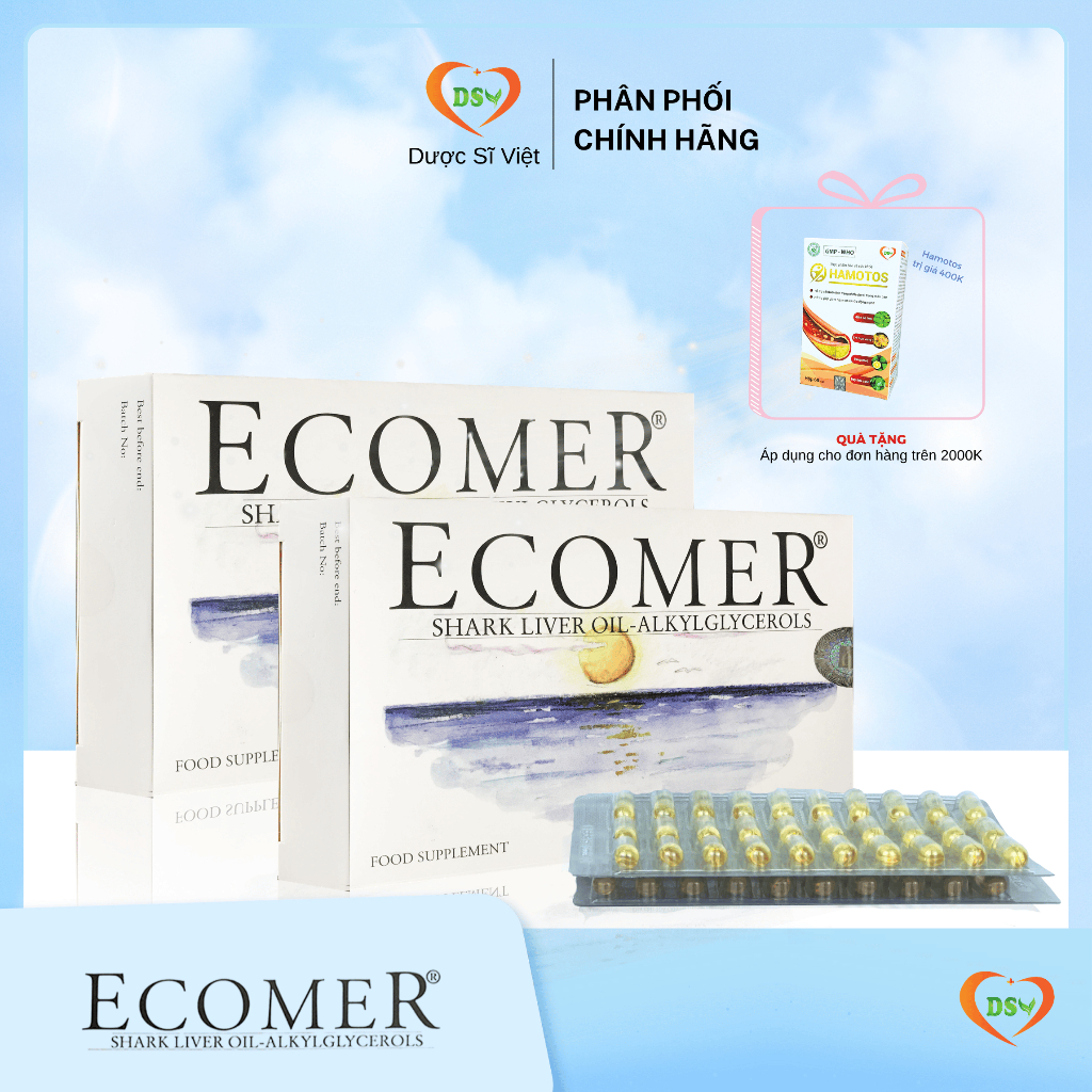 [Combo 2] Ecomer Alkyl Glycerols chiết xuất từ dầu gan cá mập - Thụy Điển I DSV Pharmacy