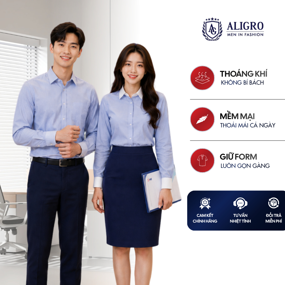 ALIGRO | Áo Đồng Phục MB Bank Nam Nữ Form Chuẩn Văn Phòng Vải Mềm