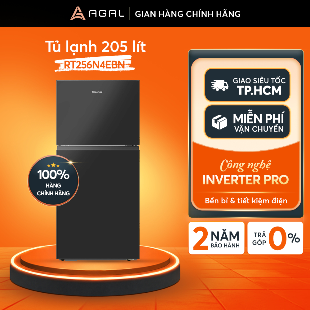 Tủ lạnh Hisense 205 lít RT256N4EBN, Tủ Lạnh Ngăn Đông Trên, Công Nghệ Inverter Pro