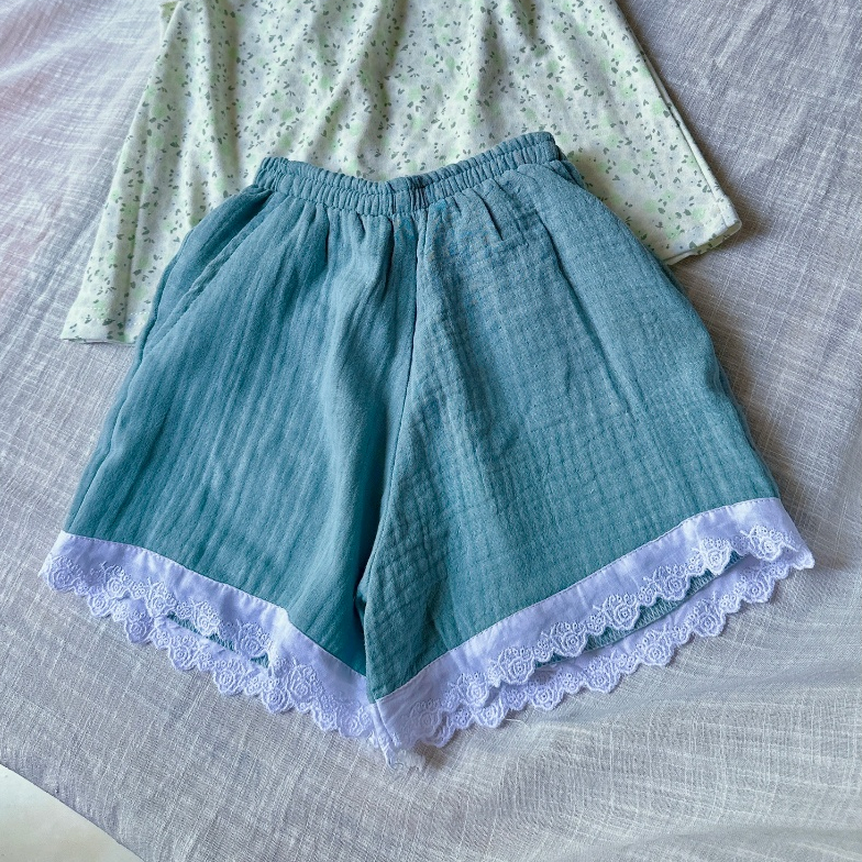 Quần  short bé gái xô muslin, quần đùi bé gái xô muslin mềm mát