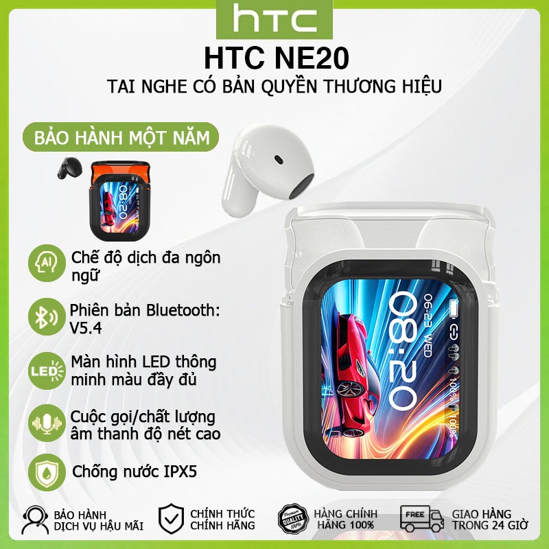 HTC NE20 Tai Nghe Bluetooth Chính Hãng Thông Minh AI Dịch 134 Ngôn Ngữ Hỗ Trợ Điều Khiển Màn Hình IP