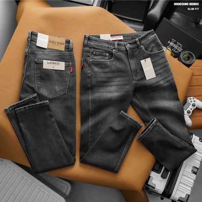 Quần jean nam HEBOZ basic slim 006 denim wash màu xám - 00003180