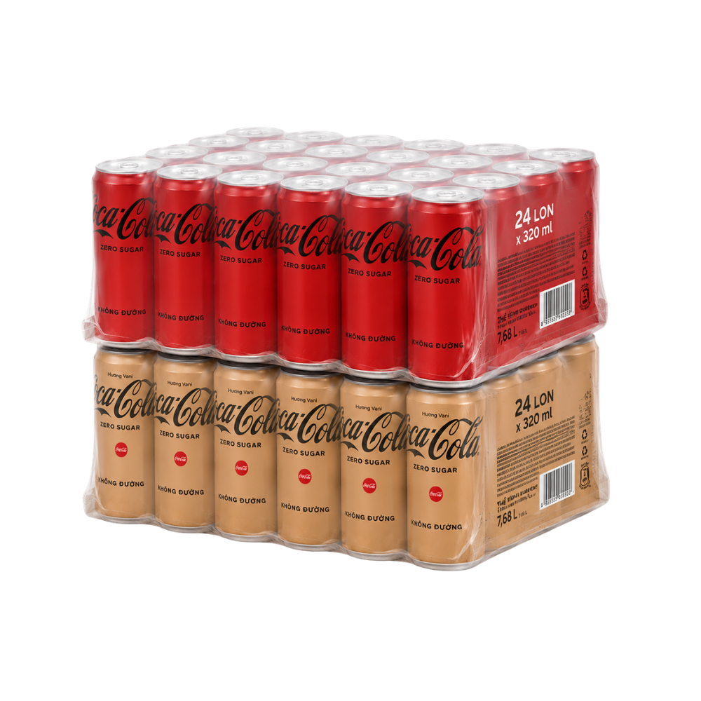 Combo 2 thùng Coca Cola Zero và Coca Cola Zero Vani lon 320ml