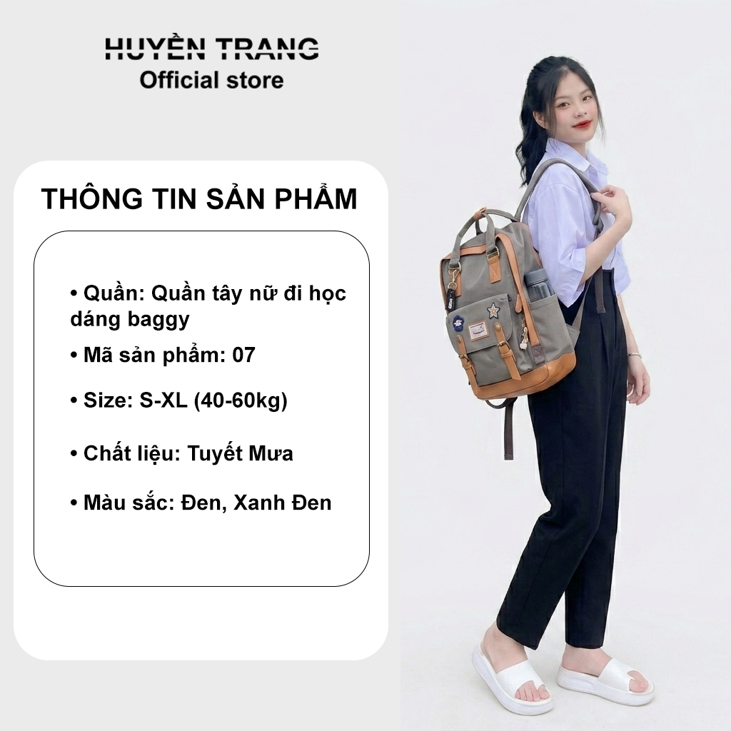 Quần tây nữ đi học 2 khuy lưng cao dáng quần baggy nữ học sinh cấp 3 đi học đi làm xinh xắn M07 | BigBuy360 - bigbuy360.vn