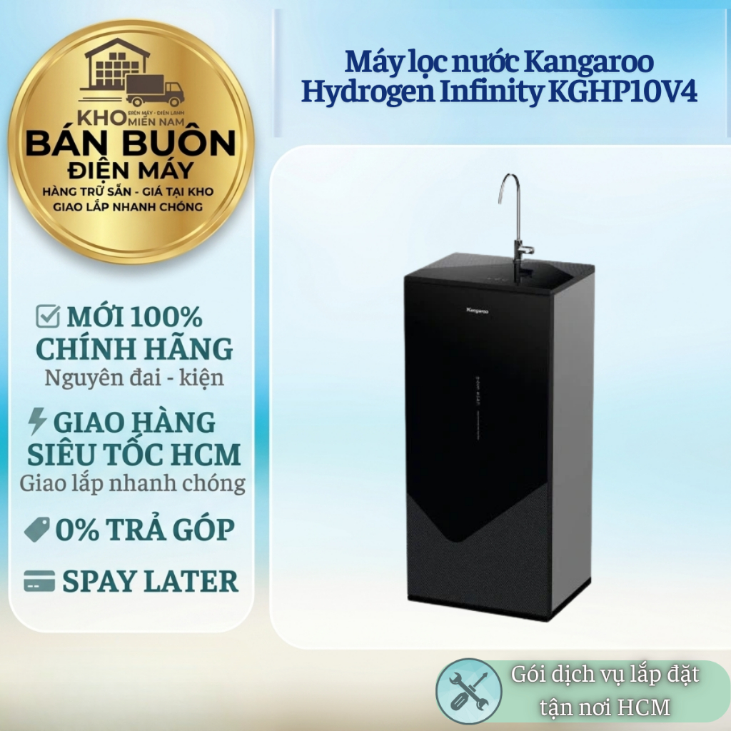 KGHP10V4 Máy lọc nước Kangaroo Hydrogen Infinity – 10 lõi lọc, thiết kế kính tràn viền KGHP10V4