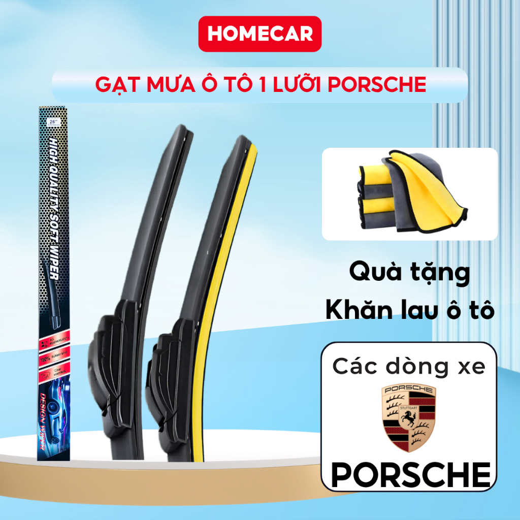 Cần Gạt Nước Ô Tô Porsche Cayenne Macan 1 Lưỡi Silicon Chống Gỉ Gạt Êm Không Vệt Bền Đẹp Dễ Lắp Đặt