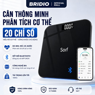 Cân Thông Minh Bridio × Sorf Phân Tích Cơ Thể 20 Chỉ Số Kết Nối Bluetooth APP Theo Dõi BMI Mỡ Cơ Chuyên Nghiệp 180KG