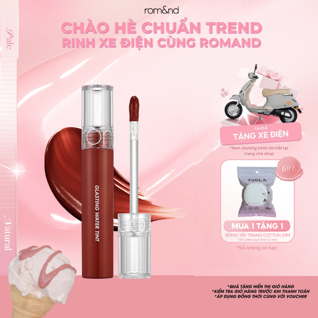 [Rom&nd] Son tint nước siêu lì, lâu trôi Hàn Quốc Romand Glasting Water Tint 4g