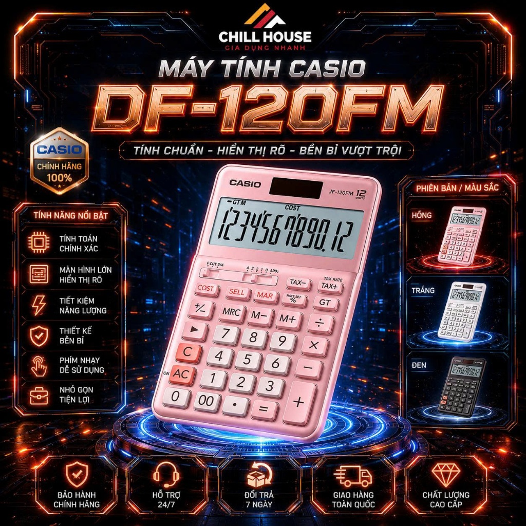 Máy Tính Casio DF-120FM - Hàng Chính Hãng Bitex - Thông Dụng Cho Kế Toán (Bảo Hành 5 Năm)