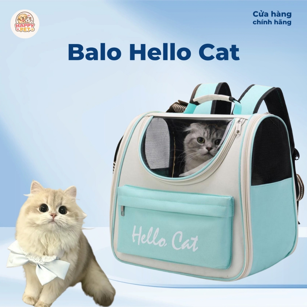 Balo Hello Cat Dành Cho Chó Mèo, Túi Vận Chuyển Thú Cưng Hello Cat - Happy Pet