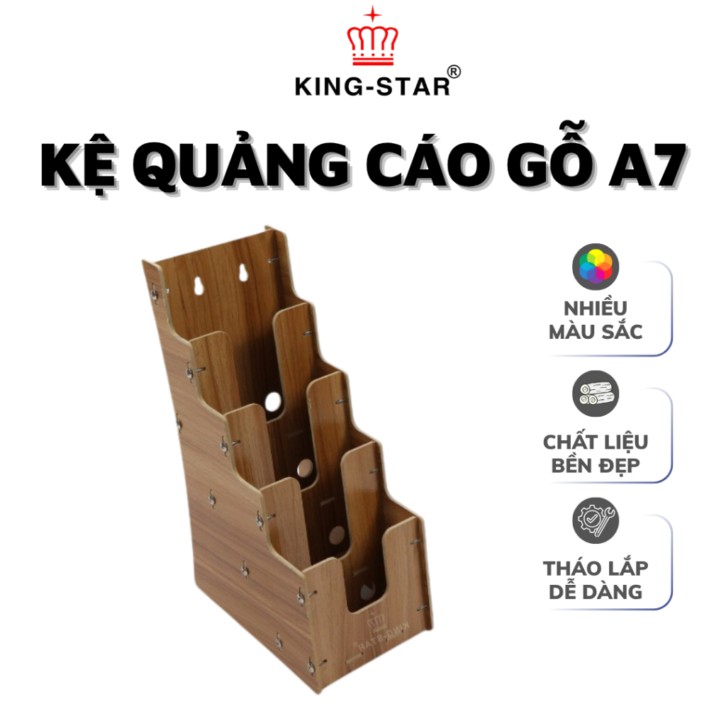 Kệ Quảng Cáo Gỗ A7 Kingstar KS23 Đựng Hồ Sơ Giấy Tờ Để Bàn