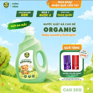 Nước Giặt Xả Cho Bé SWAT Organic Can 2KG Hương Hoa Dịu Nhẹ, Khử Mùi, Làm Sạch 12 Loại Vết Bẩn, An Toàn Cho Da