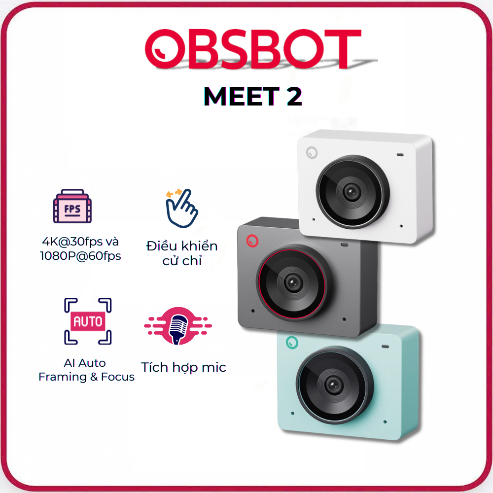 OBSBOT MEET 2 - Webcam 4K AI-Powered Cho Máy Tính - Hàng Chính Hãng
