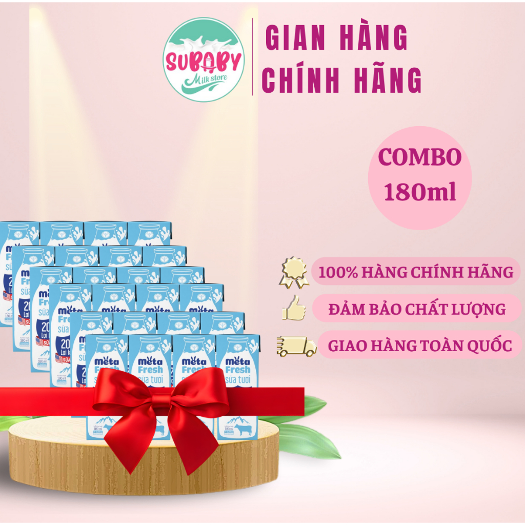 Sữa Tươi Ít Đường Meta Fresh 180ml Bổ Sung Sữa Non 20 Tỷ Lợi Khuẩn