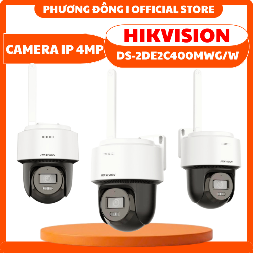 CAMERA IP NGOÀI TRỜI HIKVISION DS-2DE2C400MWG/W 4MP/2MP - Đàm Thoại, Xoay 360, Phát Hiện Chuyển Động