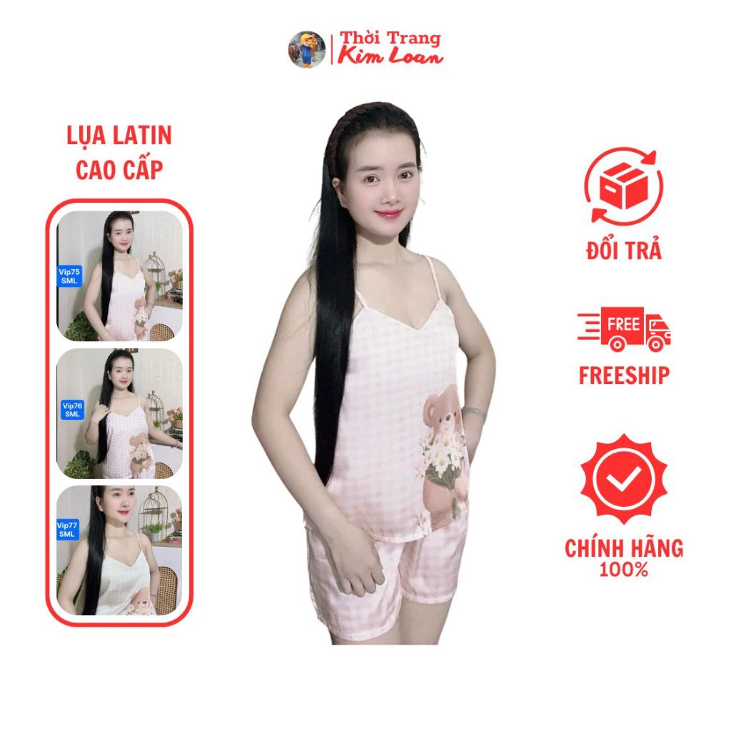 [VIP75,VIP76,VIP77] - Đồ bộ hai dây nữ hoạ tiết, chất liệu lụa Latin cao cấp