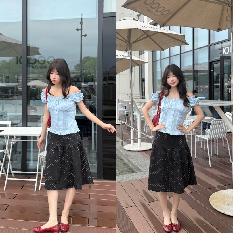 Chân váy chéo chấm bi kiểu Nhật, Chân váy Sumi Skirt kaki kiểu Nhật - 29feb.closet - CV77 | BigBuy360 - bigbuy360.vn