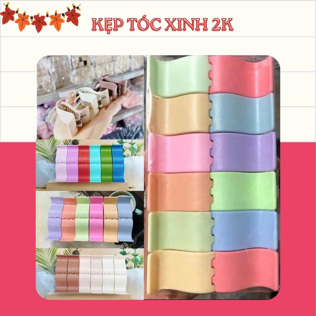 Set 12 Kẹp Càng Cua 5 Răng Cánh VUÔNG mix nhiều màu #TQ04 - Kẹp tóc xinh 2k