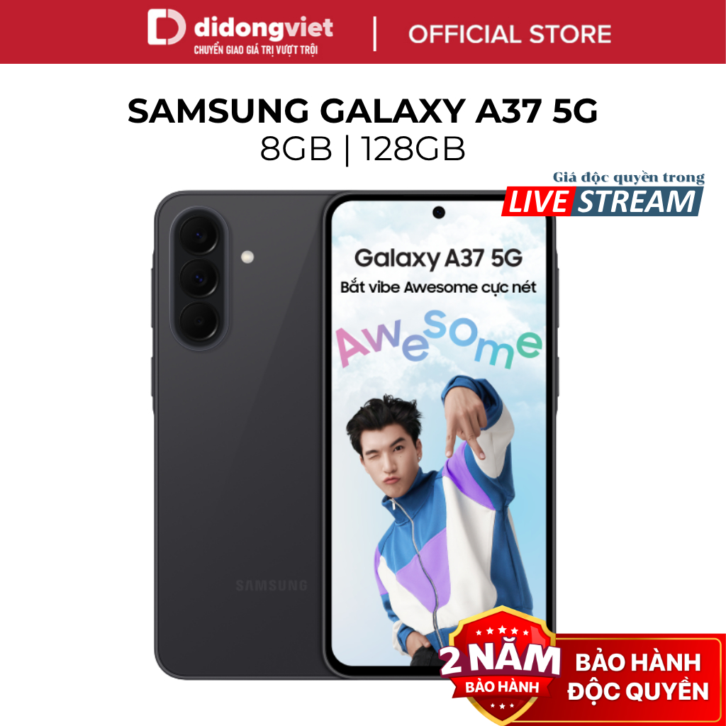 (KOL) Điện thoại Samsung Galaxy A37 5G 8GB | 128GB - Exynos 1480, 5000 mAh, NFC - Hàng Chính Hãng