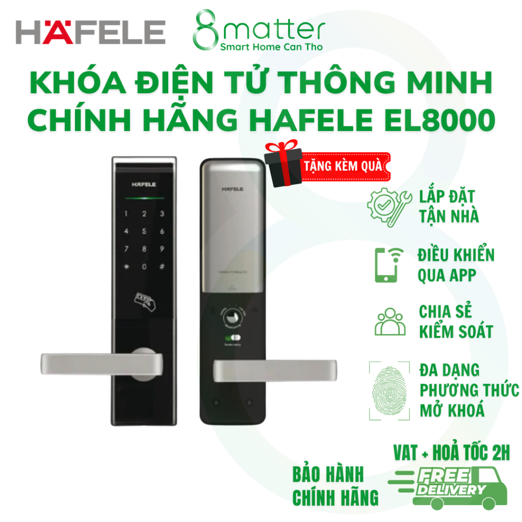 Khóa Cửa Điện Tử Hafele EL8000 Chính Hãng - Tay Cầm Thông Minh - Miễn Phí Lắp Đặt Tận Nơi - Tặng Quà