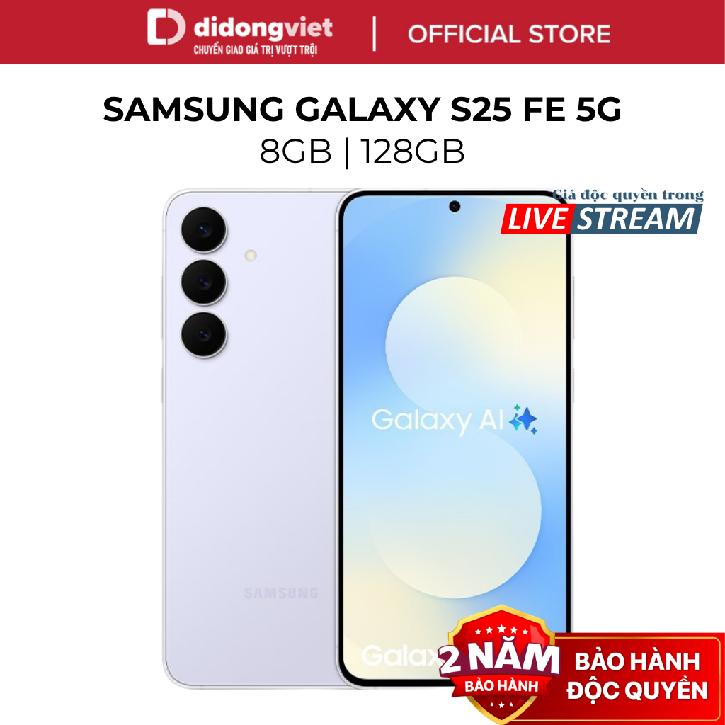 (KOL) Điện thoại Samsung Galaxy S25 FE 5G 8GB | 128GB - 6.7", Exynos 2400 10 nhân, 4900 mAh - Hàng C
