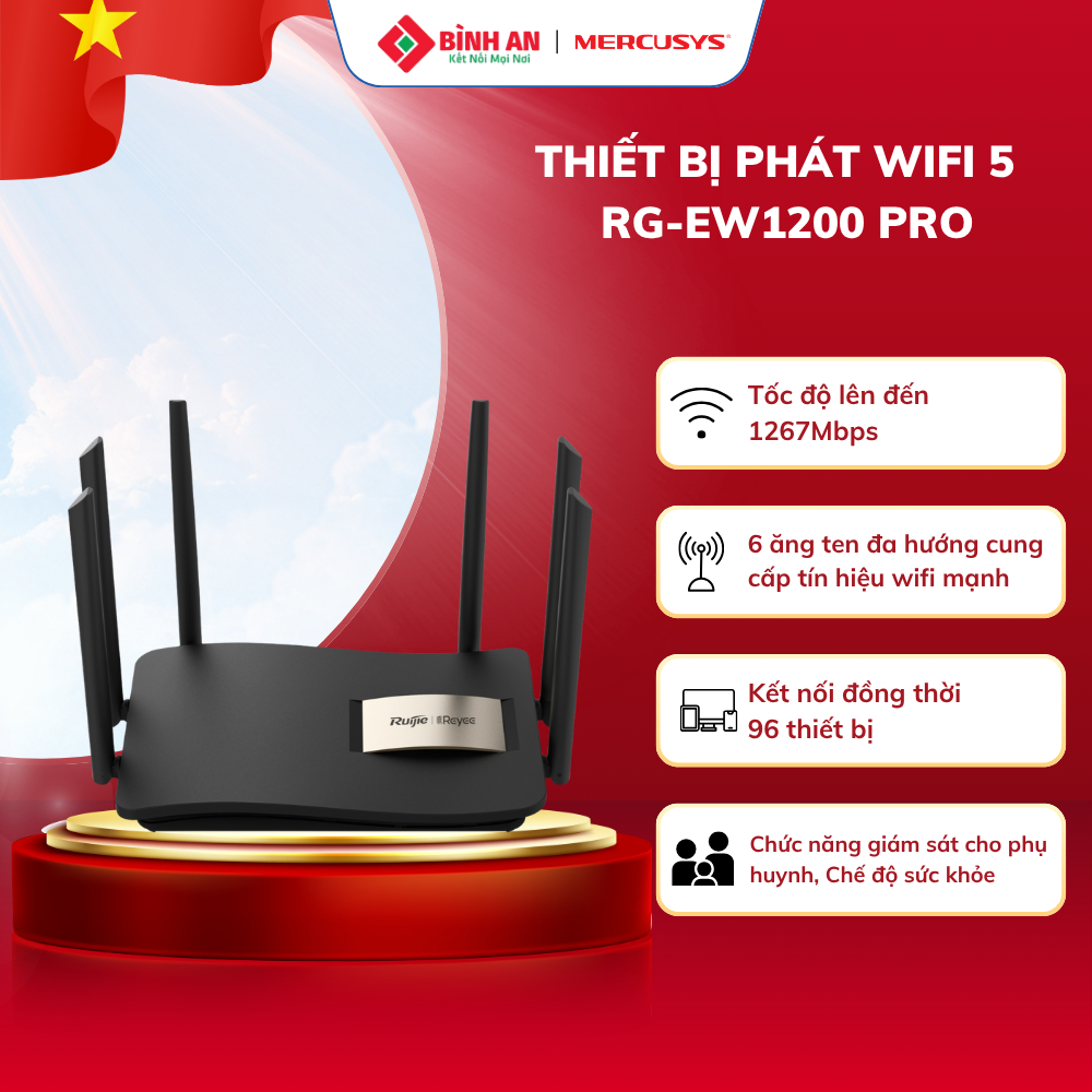 Thiết Bị Phát Wifi 5 RUIJIE RG-EW1200G Pro, Hàng chính hãng, Hỗ Trợ Nhiều Users