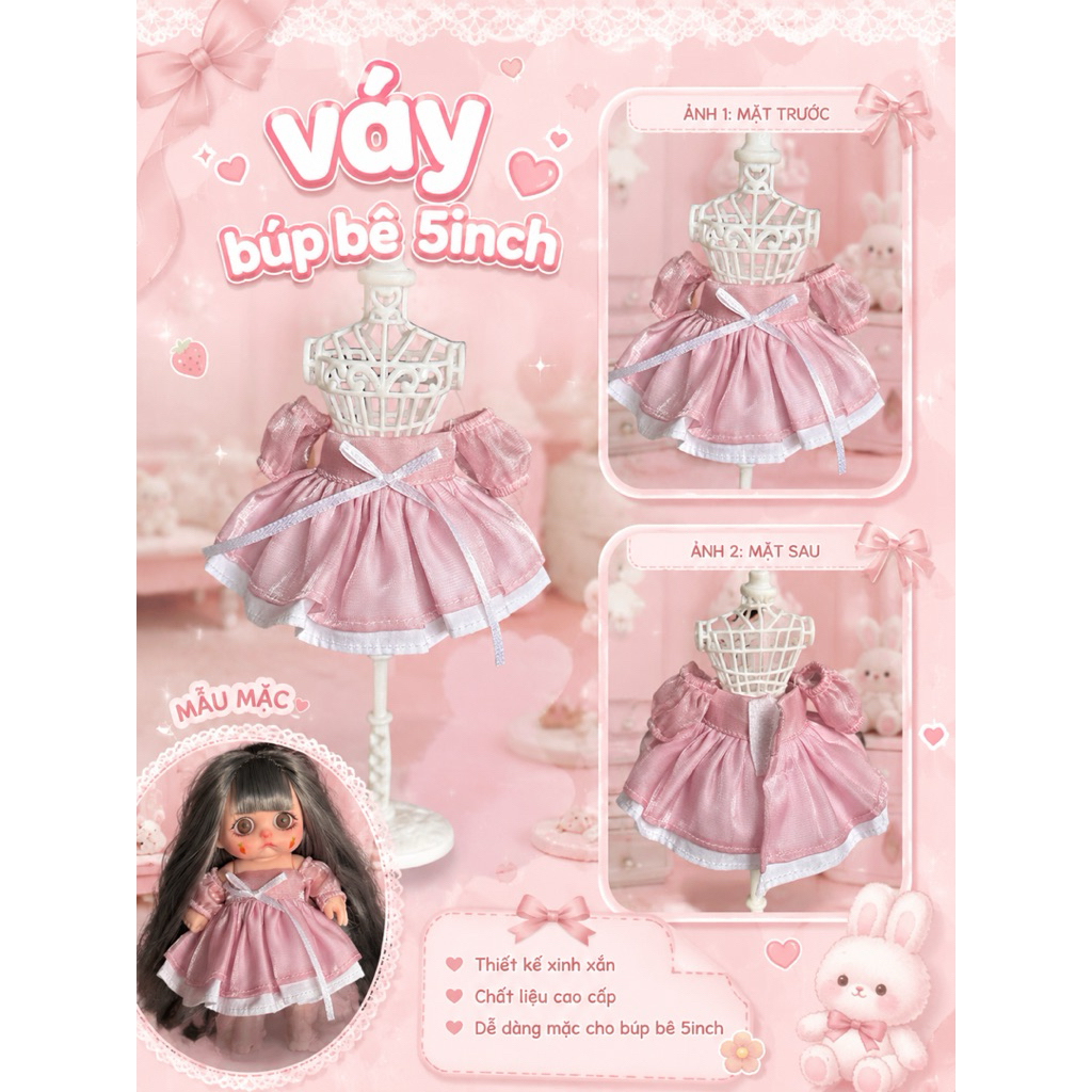 váy trẽ vai búp bê 5inch
