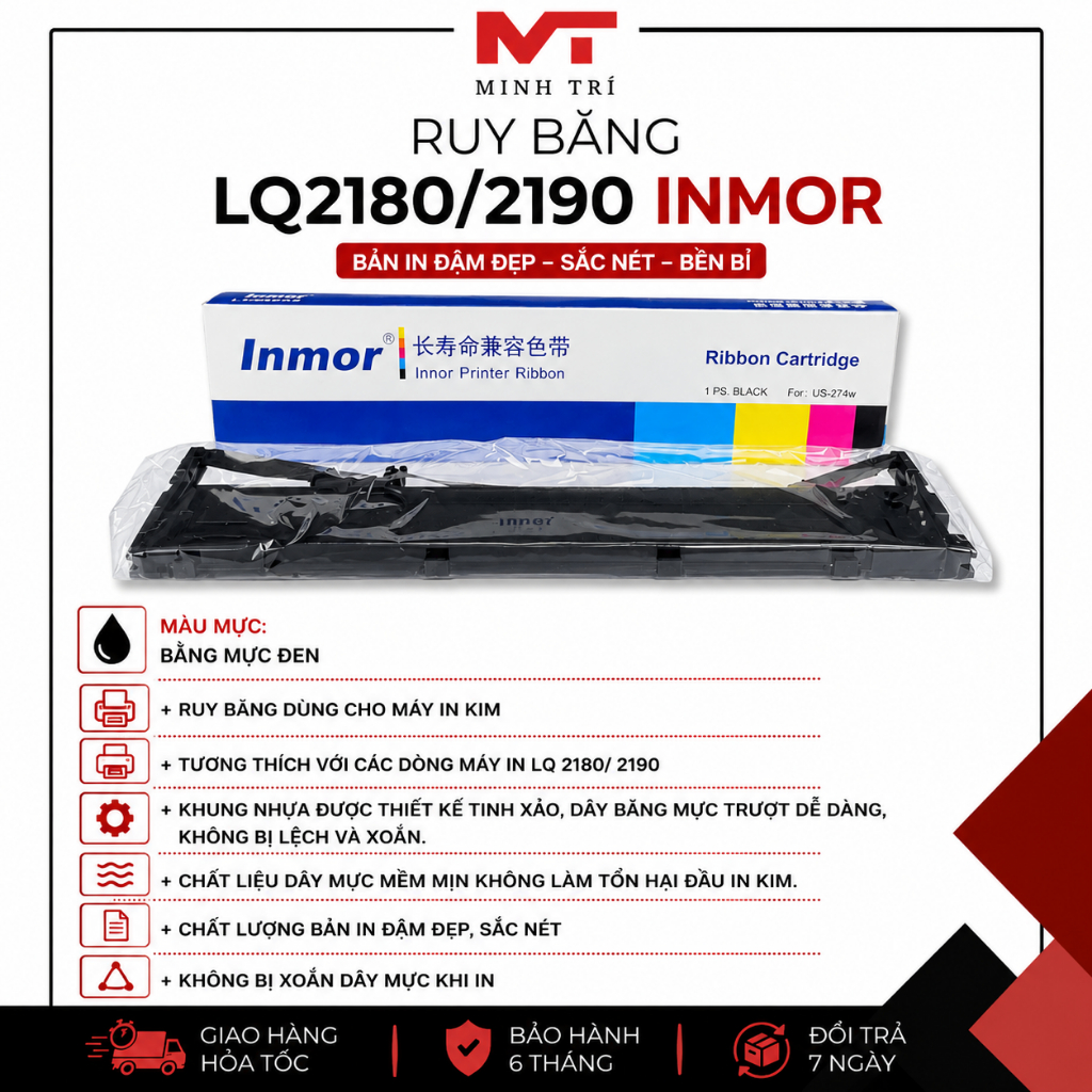 [CHẤT LƯỢNG CAO] Ruy băng Inmor LQ2180/2190, dùng cho dòng máy in LQ 2180/ 2190 - Mực in Minh Trí