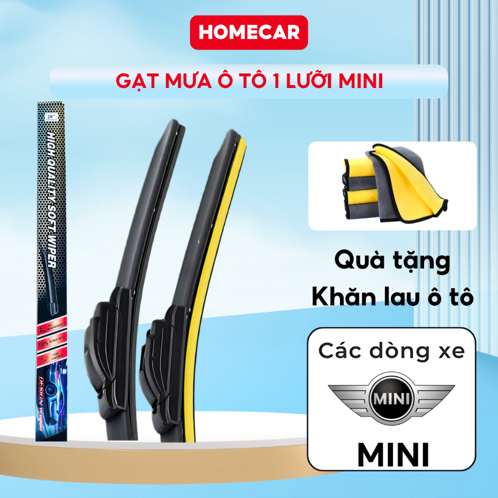 Cần Gạt Mưa Ô Tô Mini 1 Lưỡi Silicon  Gạt Êm Sạch Chống Gỉ Dùng Cho Mini Cooper Clubman Countryman