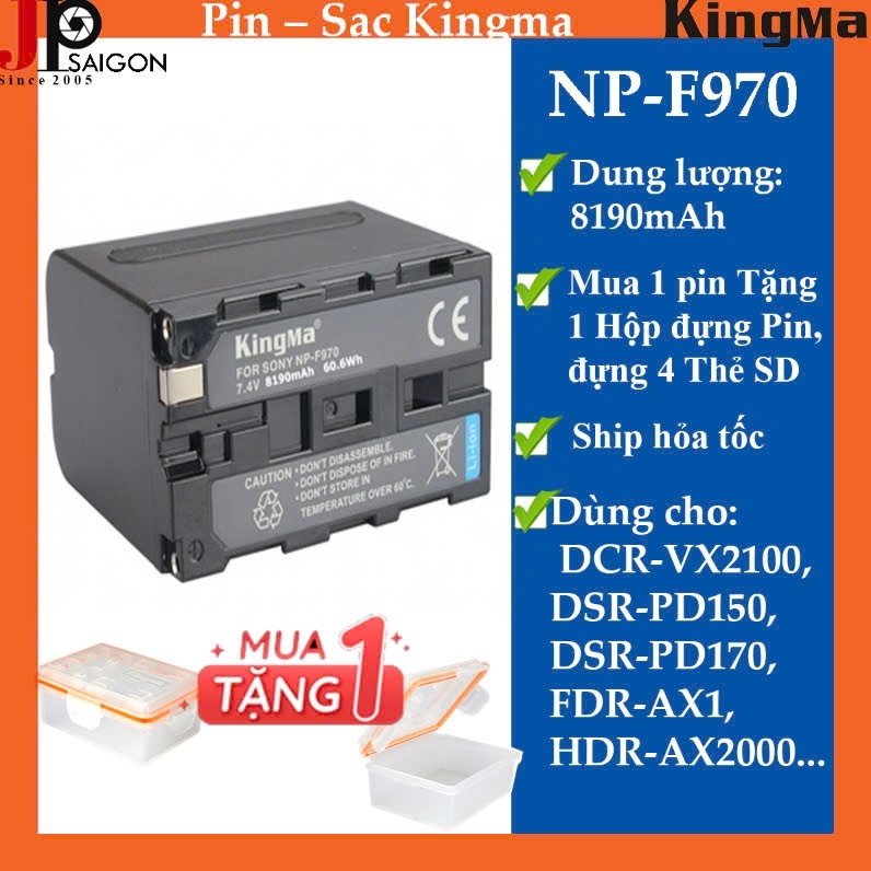 PIN MÁY ẢNH KINGMA FOR SONY NP-F970 DUNG LƯỢNG 8190MAH