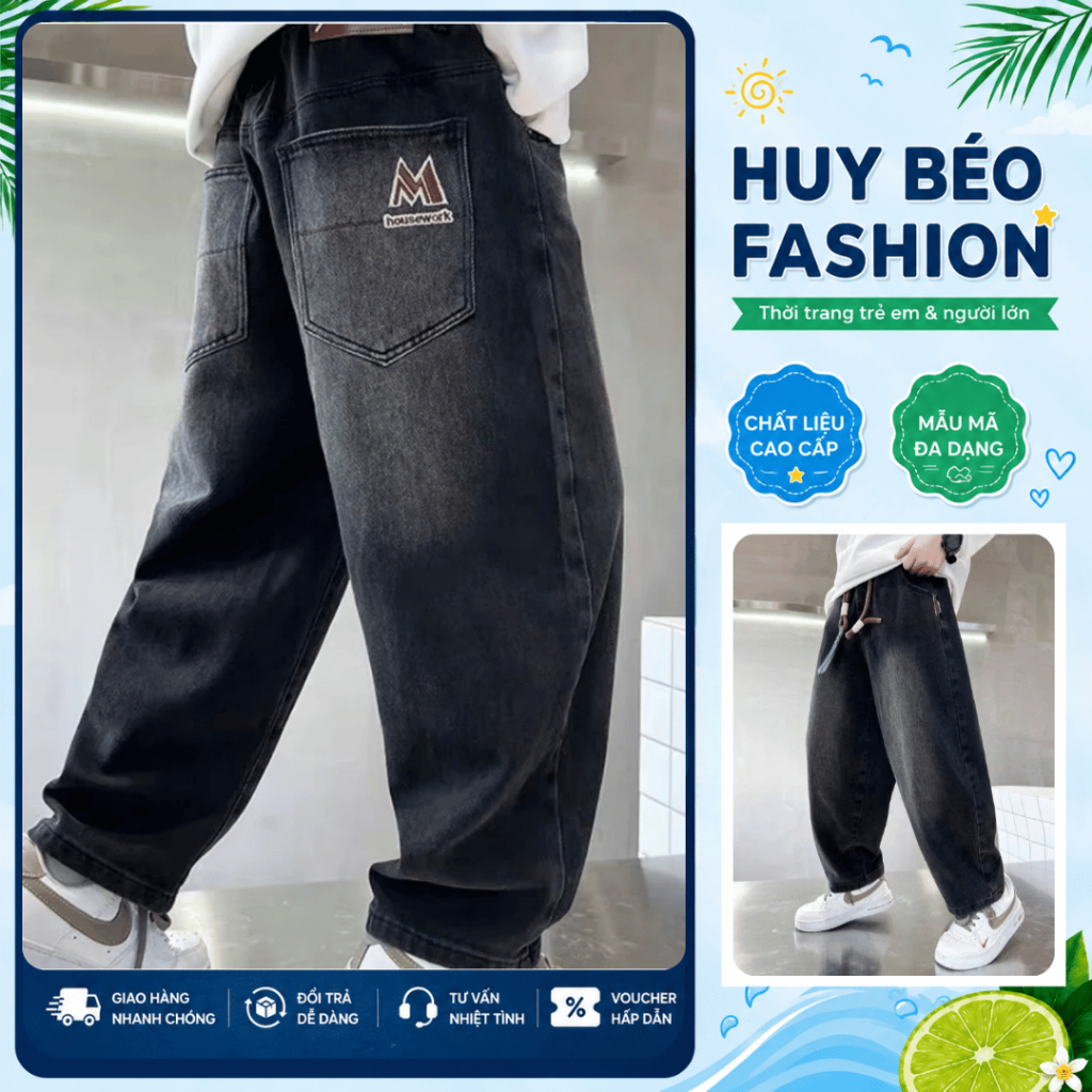 [JM] QUẦN JEANS 15-58KG ỐNG XUÔNG DÀNH CHO BÉ TRAI QUẦN BÒ CHO BÉ TRAI_THƯƠNG HIỆU UY TÍN_HB FASHION
