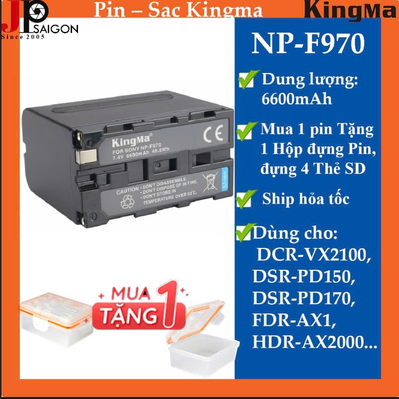 PIN MÁY ẢNH KINGMA FOR SONY NP-F970 DUNG LƯỢNG 6600MAH