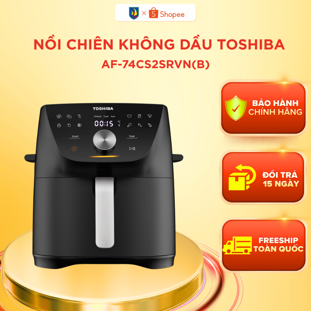 Nồi Chiên Không Dầu Toshiba AF-74CS2SRVN(B) - 12 Chương Trình Nấu - Công Nghệ Heat-Q | BH 12 tháng