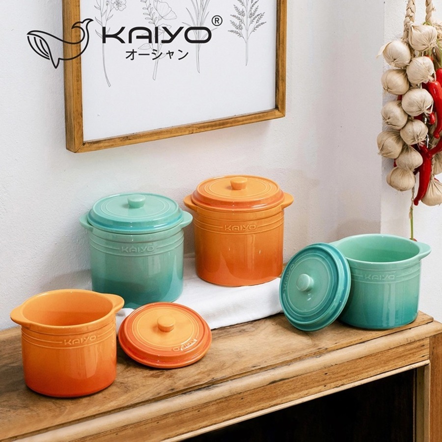 Hũ gốm sứ muối dưa cà, đựng mỡ lợn cao cấp Rainbow Kaiyo KCC-5103 / KCC-5110 1500ml || KCC-5127 / KC